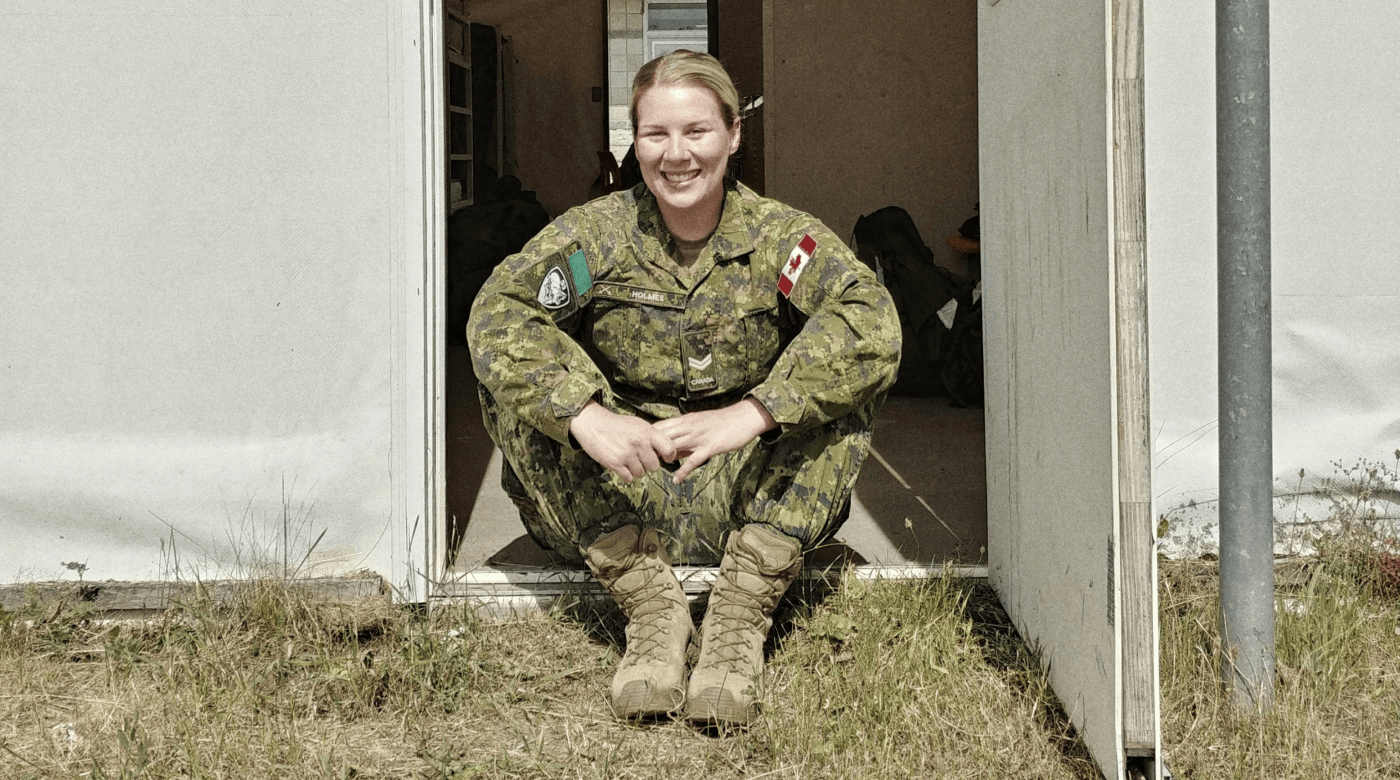 A soldier in a Canadian Uniform