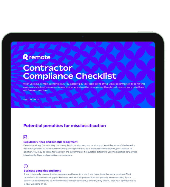 A tablet with the title contractor compliance checklist.