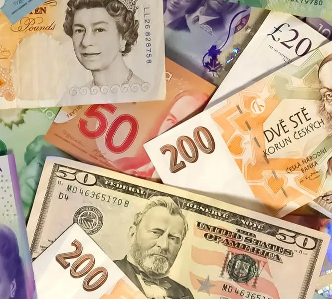 Various currencies and bills