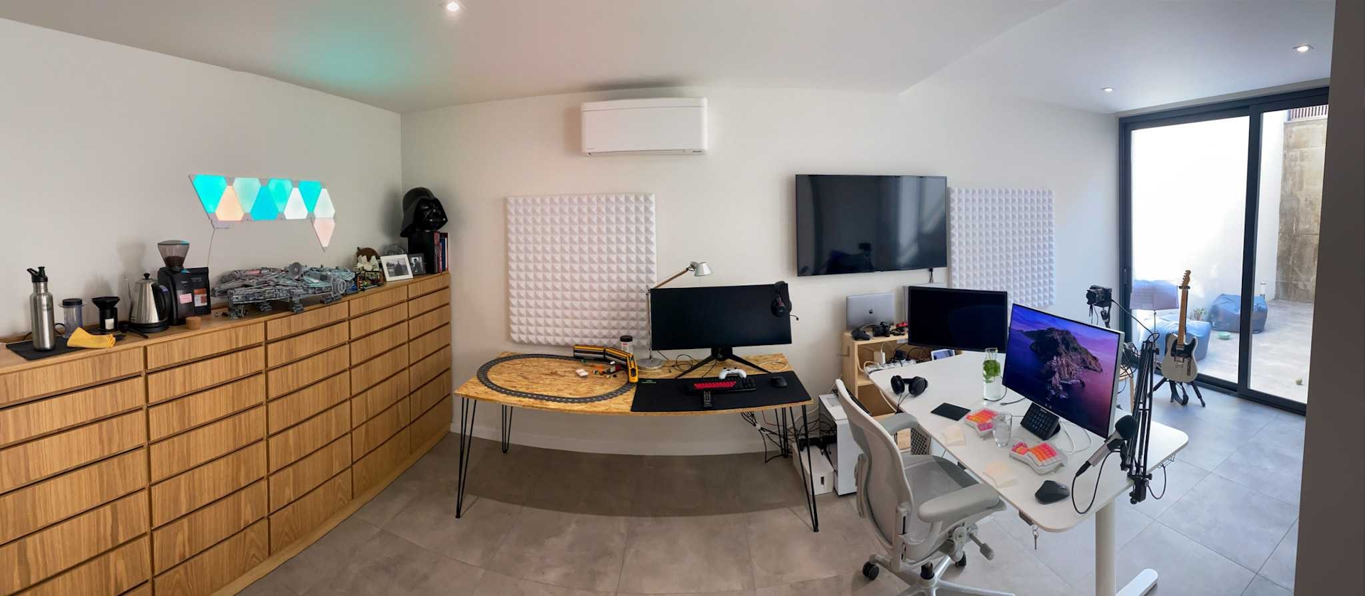 Home office with two desks and a cabinet